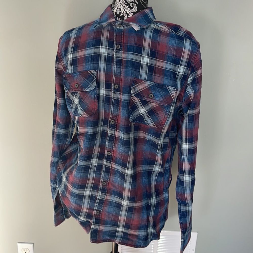 Point Zero Cotton Checkered Navy Longsleeve Top NEW